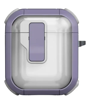 Футляр противоударный Locking Button для наушников Airpods 1/2 Light Purple