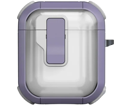 Футляр противоударный Locking Button для наушников Airpods 1/2 Light Purple