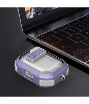 Футляр противоударный Locking Button для наушников Airpods Pro 2 / Pro Light Purple