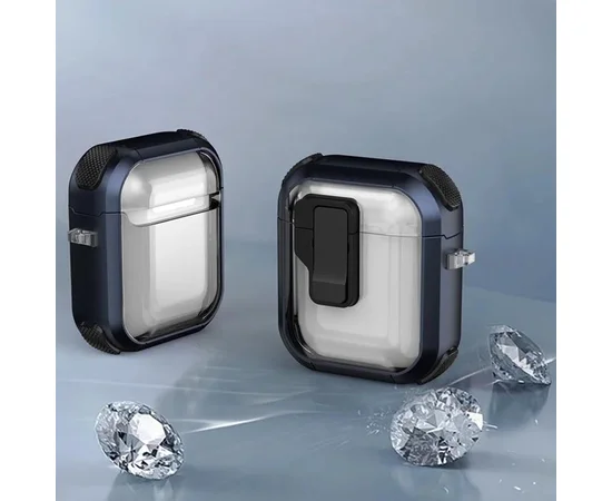 Футляр протиударний Locking Button для навушників Airpods 1/2 Blue