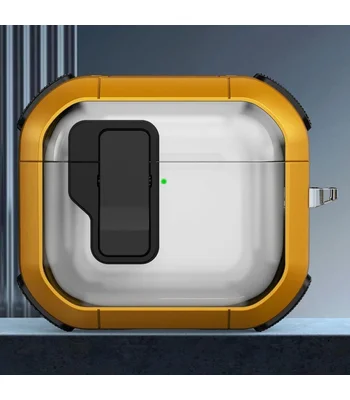 Футляр противоударный Locking Button для наушников Airpods 4 Yellow