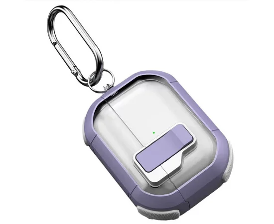 Футляр противоударный Locking Button для наушников Airpods Pro 2 / Pro Light Purple