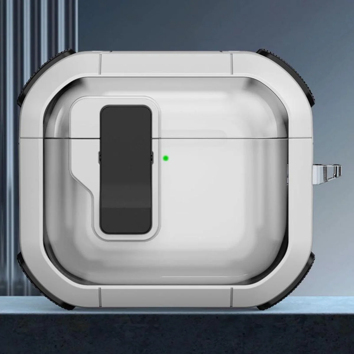 Футляр противоударный Locking Button для наушников Airpods 4 White