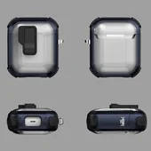 Футляр противоударный Locking Button для наушников Airpods 1/2 Blue