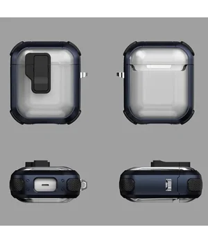Футляр противоударный Locking Button для наушников Airpods 1/2 Blue