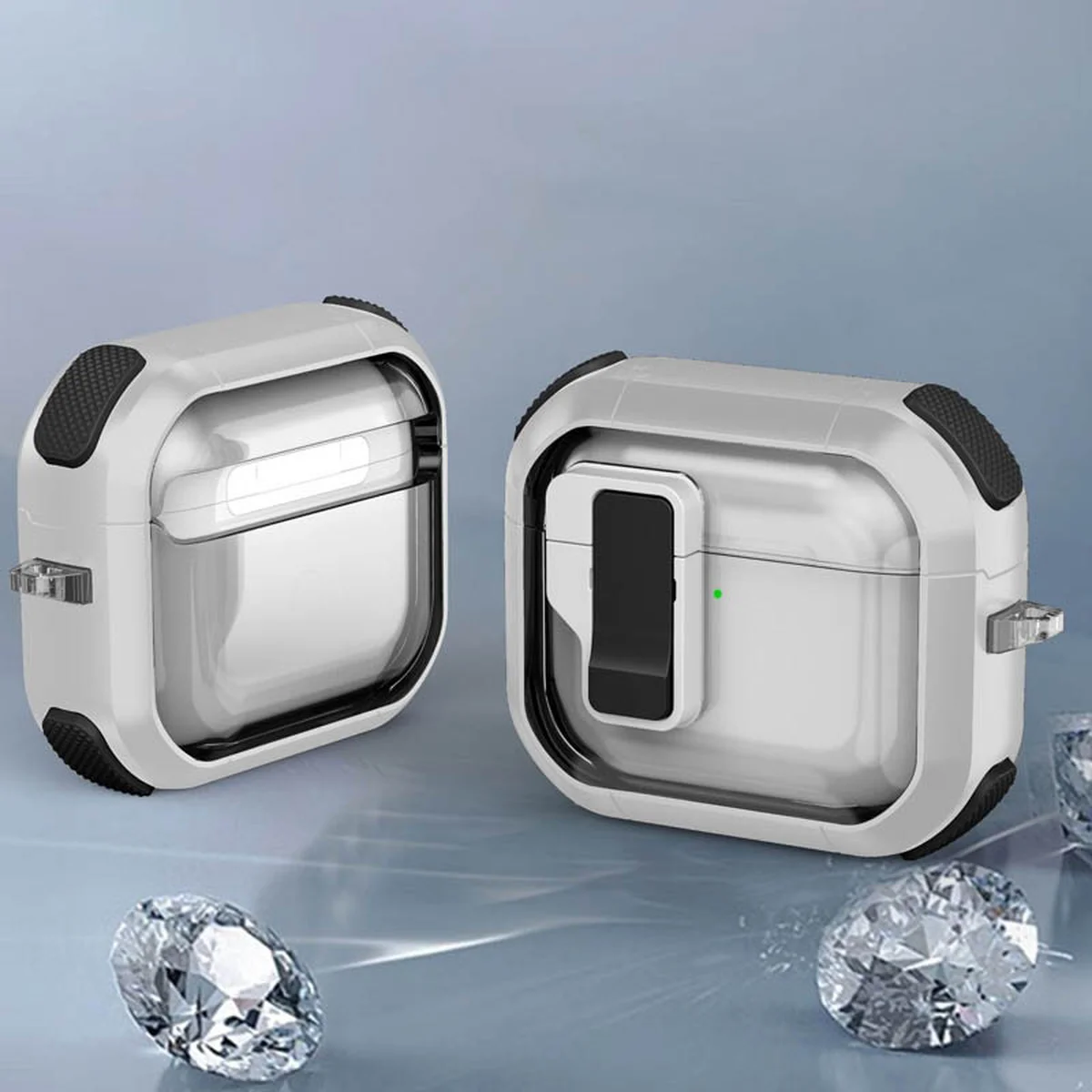 Футляр противоударный Locking Button для наушников Airpods 4 White