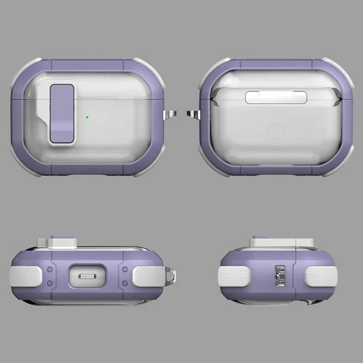 Футляр противоударный Locking Button для наушников Airpods Pro Light Purple