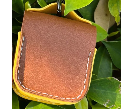 Кожаный футляр Briefcase для наушников AirPods 1/2 Brown / Yellow
