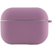 Силиконовый футляр с микрофиброй для наушников Airpods 4 Лиловый / Lilac Pride