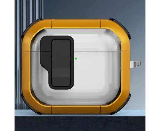 Футляр противоударный Locking Button для наушников Airpods Pro 3 Yellow