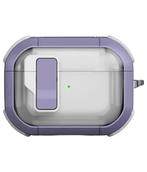 Футляр противоударный Locking Button для наушников Airpods Pro 2 / Pro Light Purple