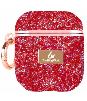 TPU чехол Bling World Rock Diamond для наушников AirPods 1/2 Красный