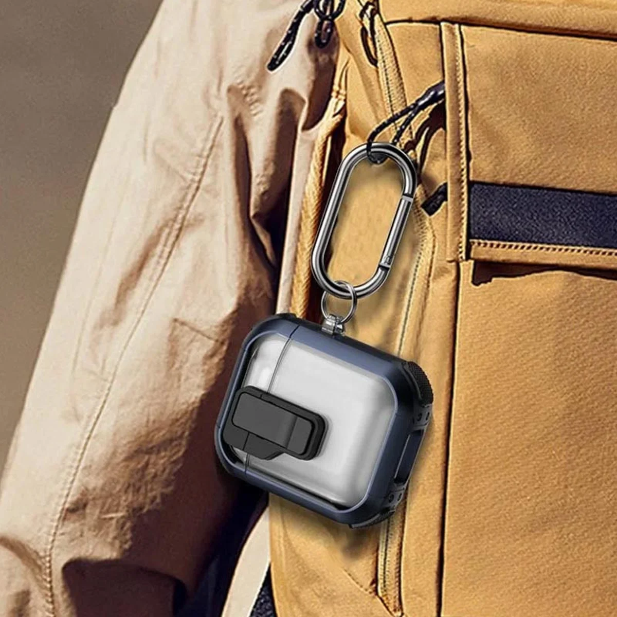 Футляр противоударный Locking Button для наушников Airpods 1/2 Blue