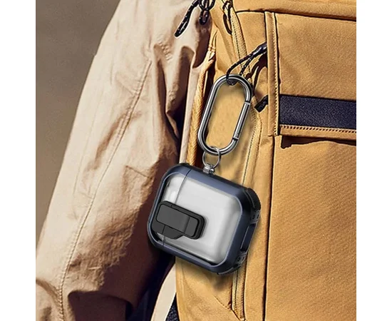 Футляр протиударний Locking Button для навушників Airpods 1/2 Blue