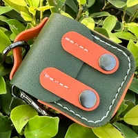 Кожаный футляр Briefcase для наушников AirPods 1/2 Green / Orange