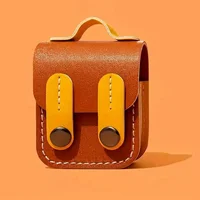 Кожаный футляр Briefcase для наушников AirPods 1/2 Brown / Yellow
