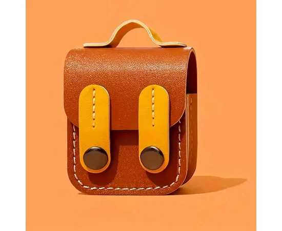 Кожаный футляр Briefcase для наушников AirPods 1/2 Brown / Yellow