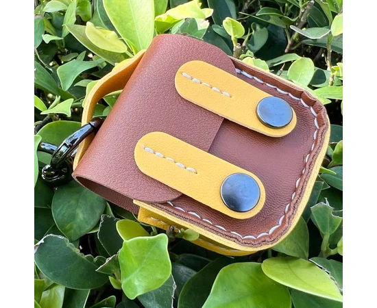 Кожаный футляр Briefcase для наушников AirPods 1/2 Brown / Yellow