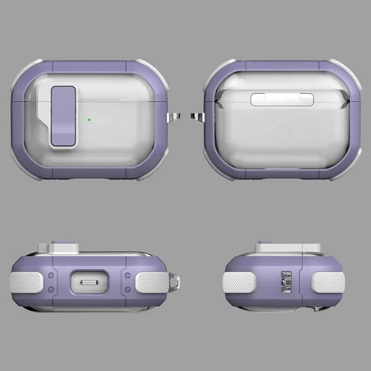 Футляр противоударный Locking Button для наушников Airpods Pro 2 / Pro Light Purple