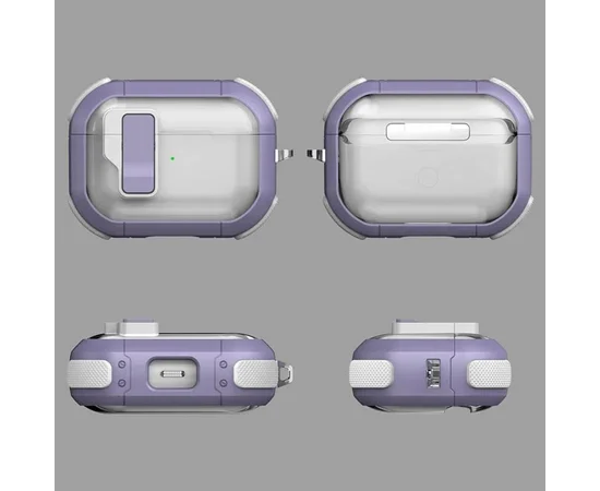 Футляр противоударный Locking Button для наушников Airpods Pro 2 / Pro Light Purple