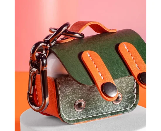 Шкіряний футляр Briefcase для навушників AirPods Pro Green / Orange