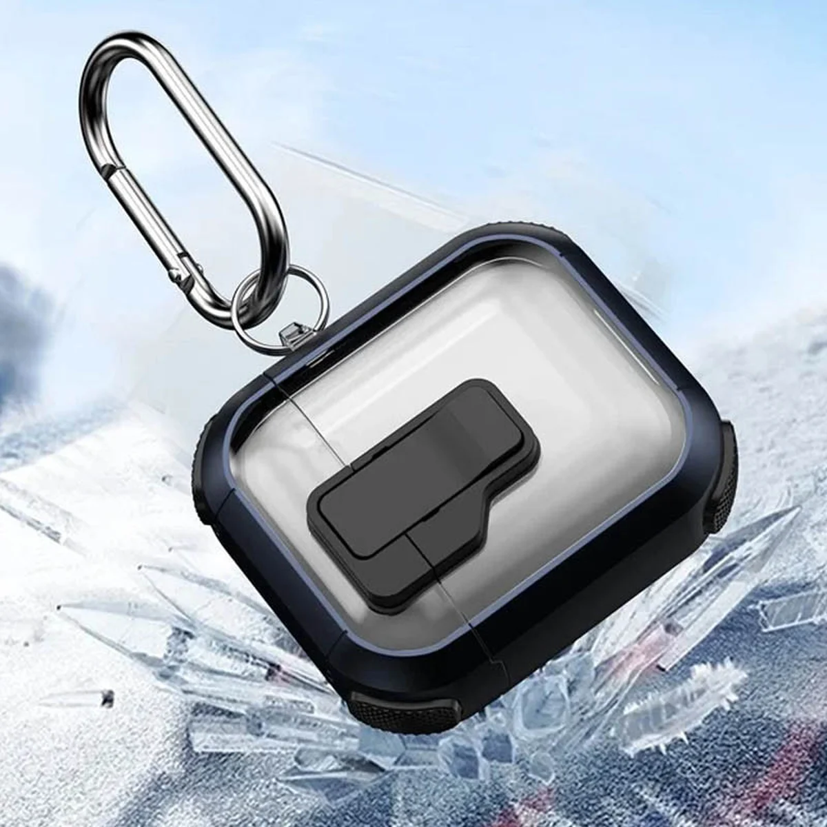 Футляр противоударный Locking Button для наушников Airpods 1/2 Blue