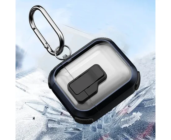 Футляр протиударний Locking Button для навушників Airpods 1/2 Blue