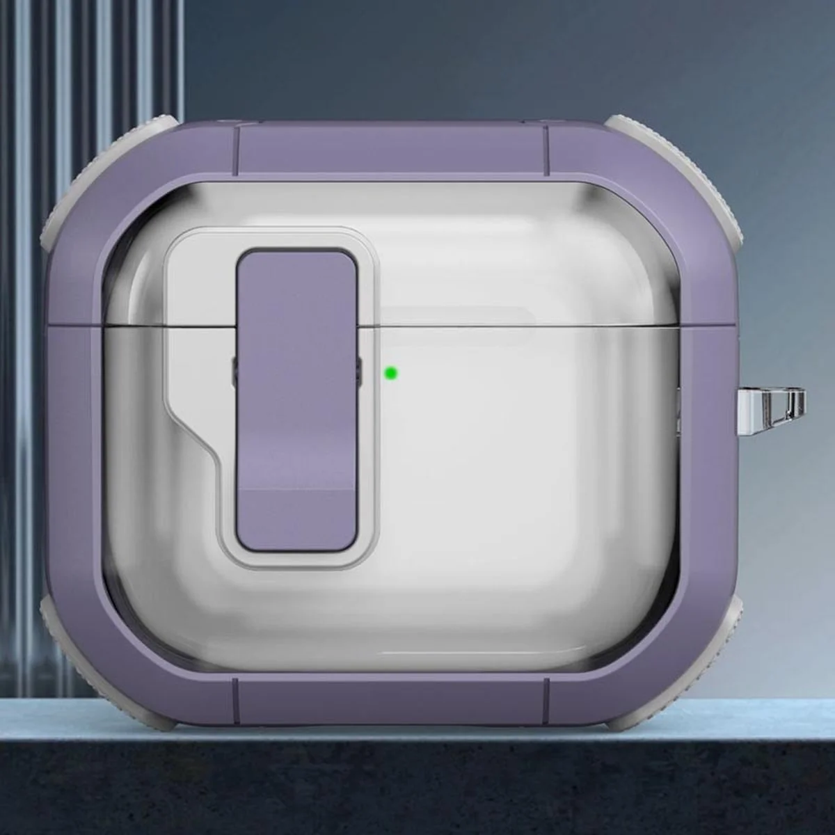 Футляр протиударний Locking Button для навушників Airpods 4 Light Purple