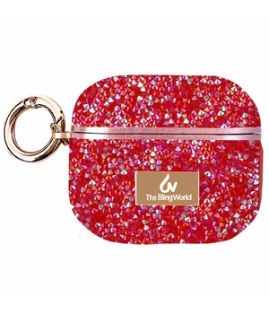 TPU чехол Bling World Rock Diamond для наушников AirPods Pro / Airpods Pro 2 Красный