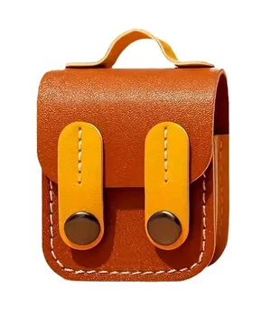 Кожаный футляр Briefcase для наушников AirPods 1/2 Brown / Yellow