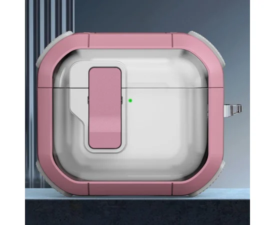 Футляр противоударный Locking Button для наушников Airpods 4 Pink