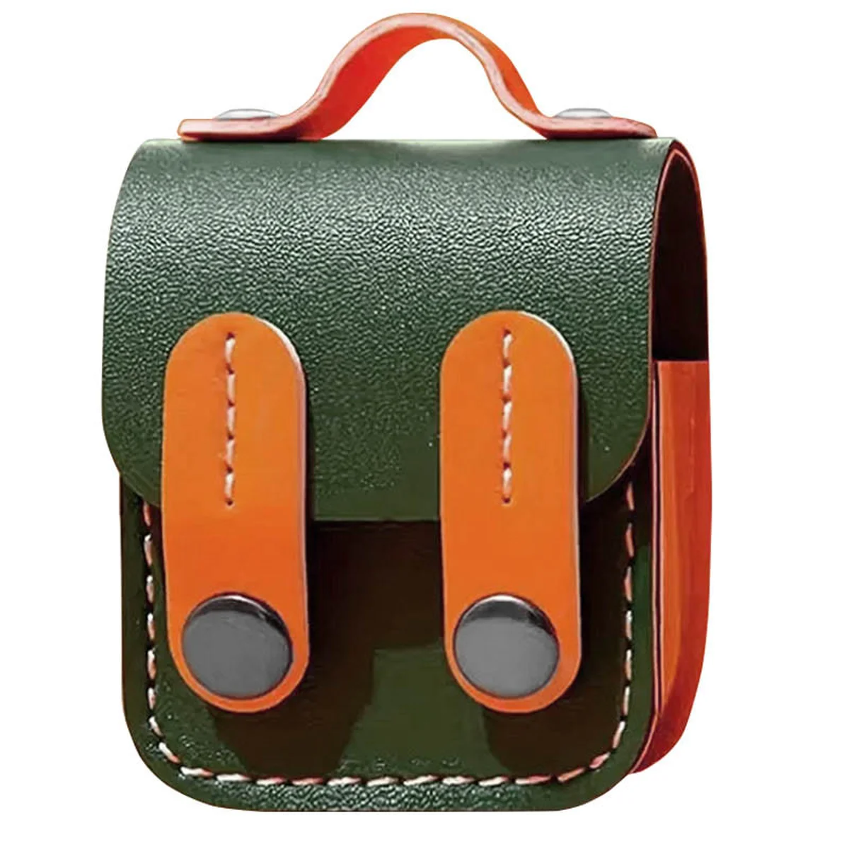 Шкіряний футляр Briefcase для навушників AirPods 1/2 Green / Orange
