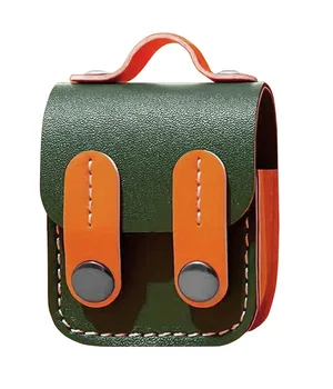 Кожаный футляр Briefcase для наушников AirPods 1/2 Green / Orange