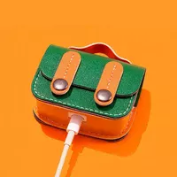 Шкіряний футляр Briefcase для навушників AirPods Pro Green / Orange
