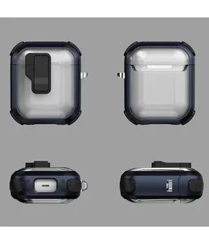 Футляр противоударный Locking Button для наушников Airpods 1/2 Blue