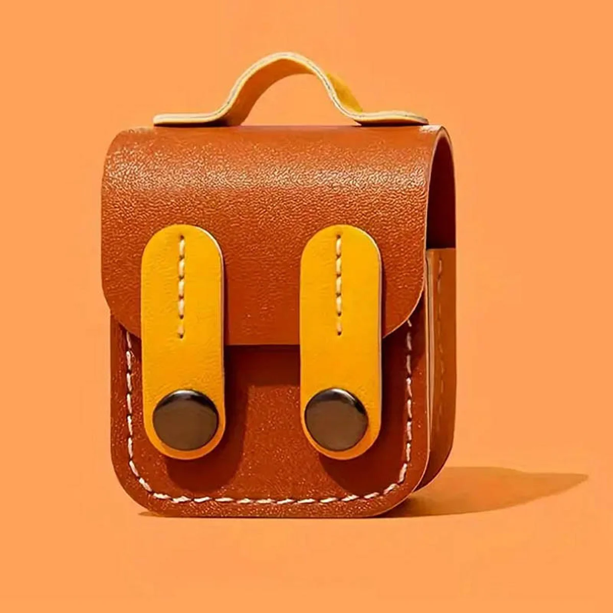 Шкіряний футляр Briefcase для навушників AirPods 1/2 Brown / Yellow