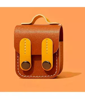 Шкіряний футляр Briefcase для навушників AirPods 1/2 Brown / Yellow