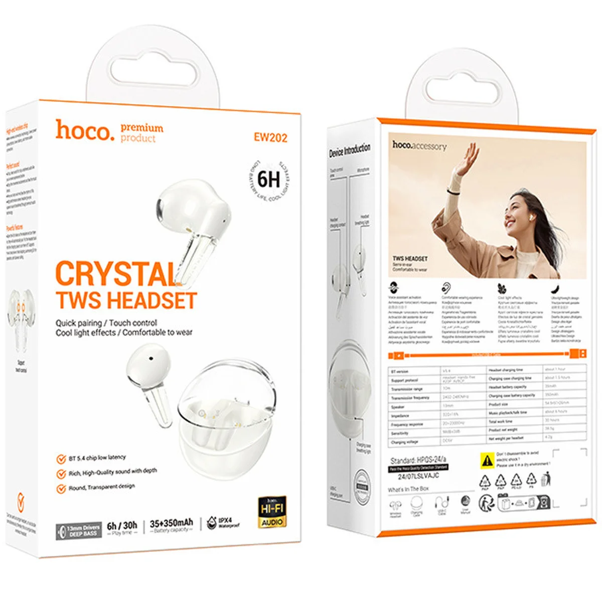 Бездротові TWS навушники Hoco EW202 Magic Milky White