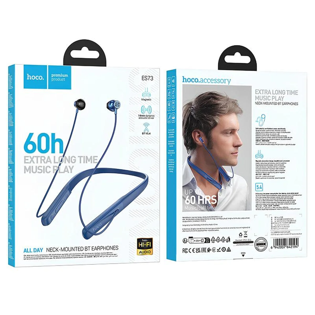 Bluetooth наушники Hoco ES73 Dynastic neck-mounted Blue