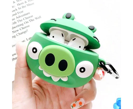Силиконовый футляр Angry Birds series для наушников AirPods Зеленый