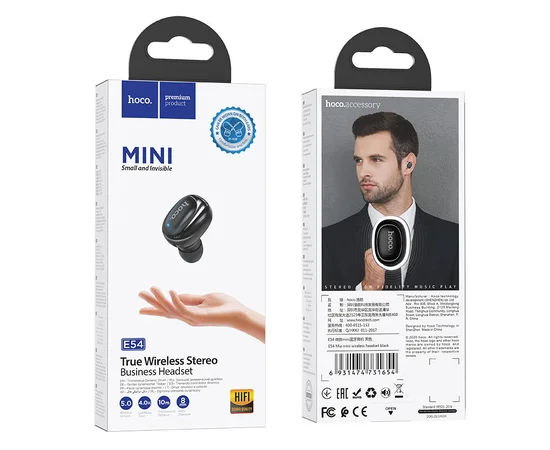 Bluetooth гарнитура Hoco E54 mini  Черный
