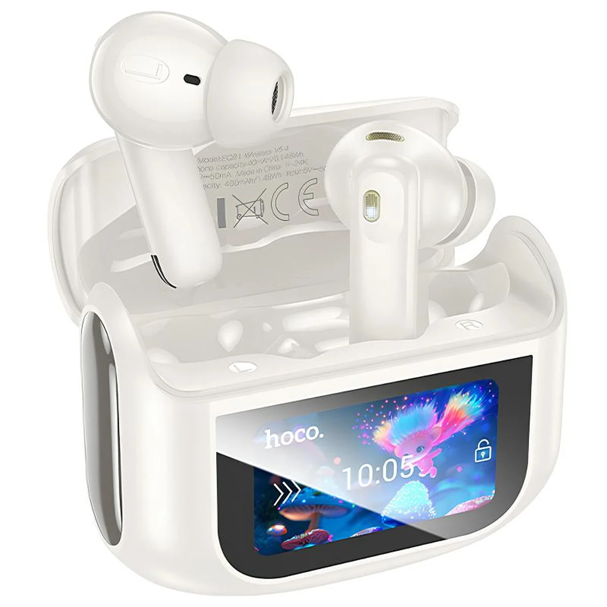 Бездротові навушники TWS Hoco EQ21 Sandy with Touch Screen ANC+ENC Cloudy white