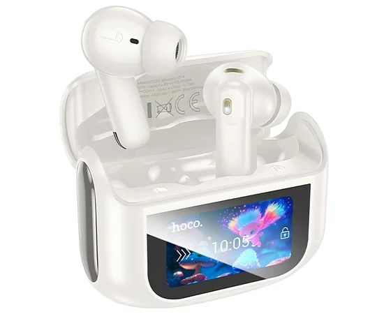 Беспроводные TWS наушники Hoco EQ21 Sandy with Touch Screen ANC+ENC Cloudy white