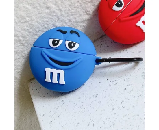 Силиконовый футляр M & M`s с карабином для наушников AirPods2 Синий