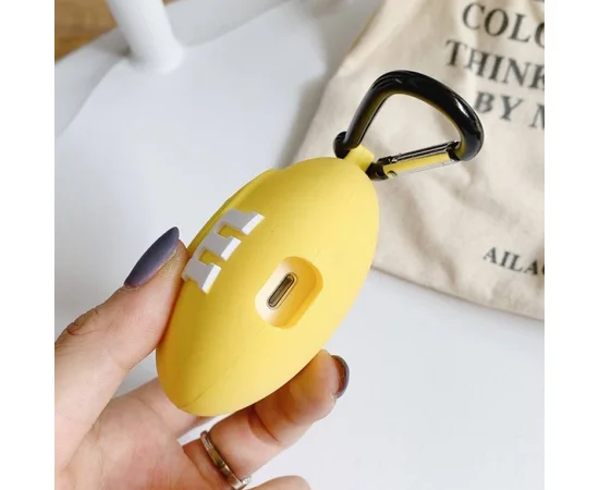 Силиконовый футляр M & M`s с карабином для наушников AirPods2 Желтый