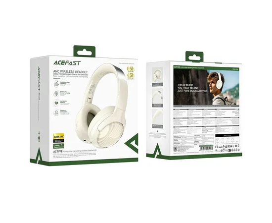 Накладні бездротові навушники Acefast H5 ANC Milky White
