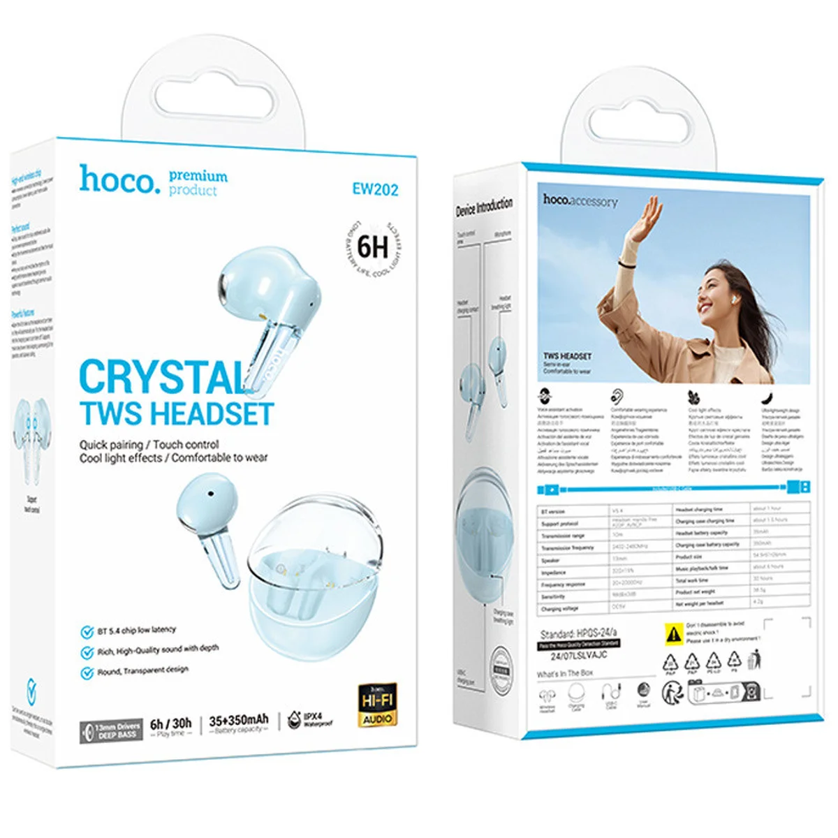 Беспроводные TWS наушники Hoco EW202 Magic Purple