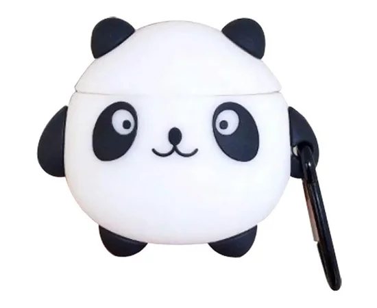Силиконовый футляр Panda для наушников AirPods Черно - белый
