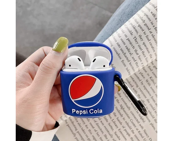 Силиконовый футляр Can для наушников AirPods2 Пепси / Синий