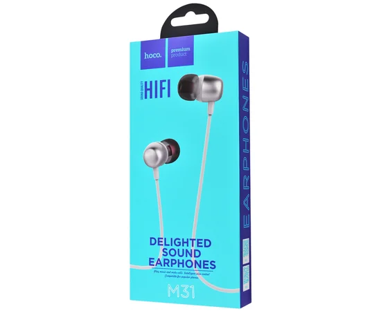Стерео Наушники Hoco M31 Delighted Sound With Microphone Серебряный